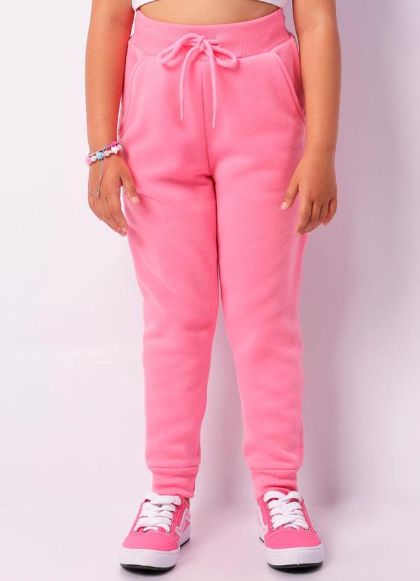 Calça Moletom Infantil Básica Rosa