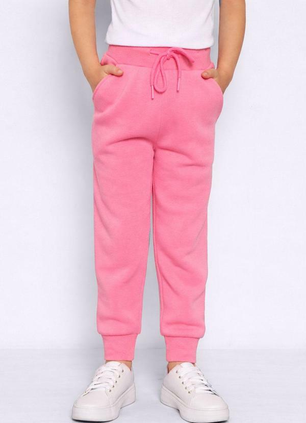Calça Moletom Infantil Jogger com Bolsos Rosa