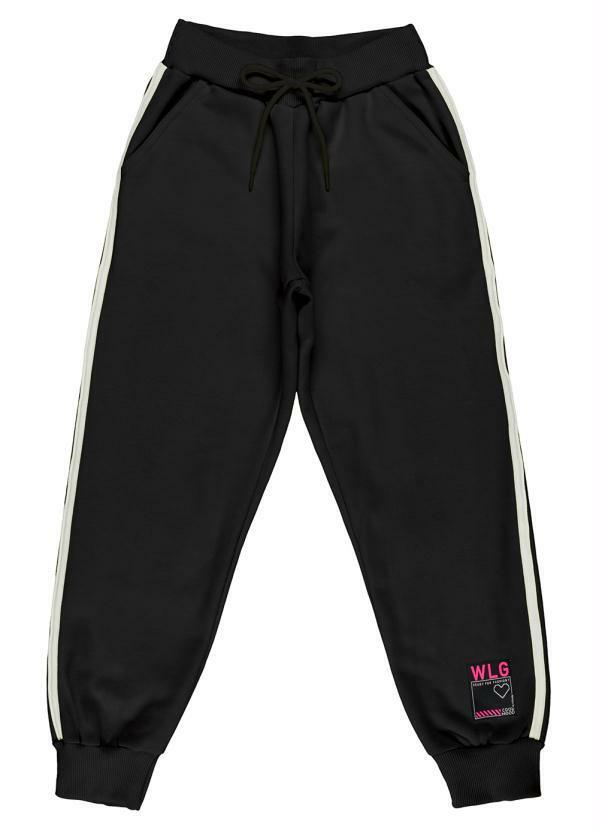 Vista 2 Calça Moletom Juvenil Menina Preto Gloss Gloss