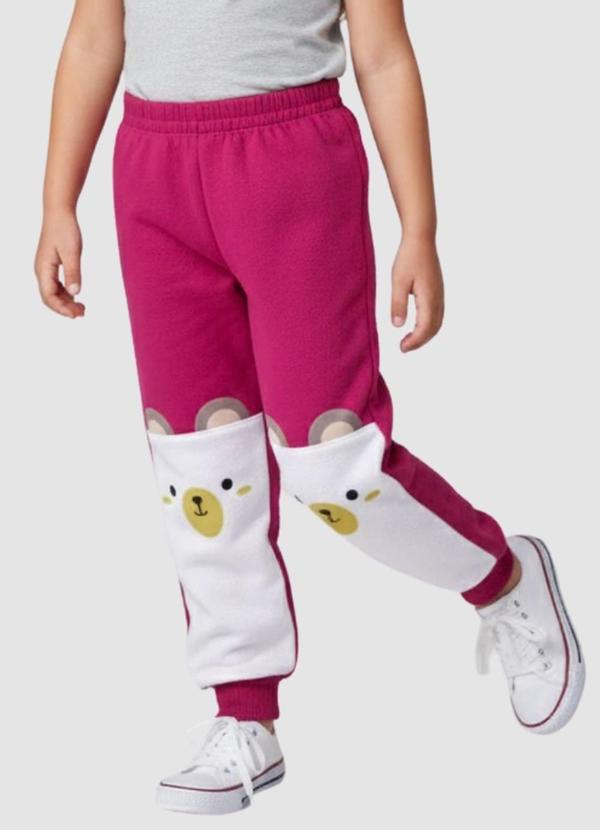 Vista 2 Calça Moletom Urso Pink Turminha Turminha