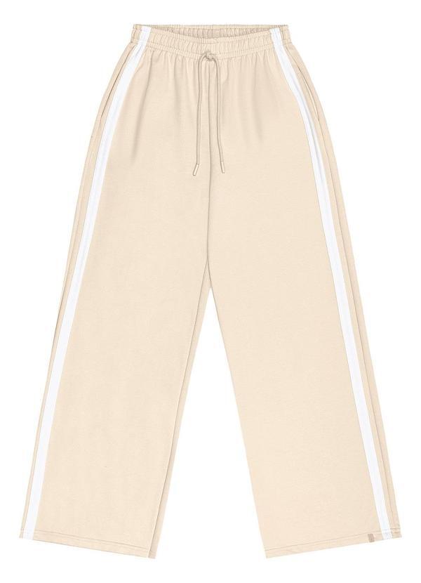 Calça Wide Leg Juvenil em Moletom Bege