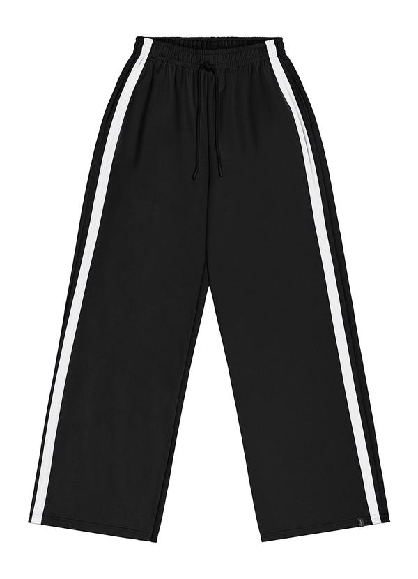 Calça Wide Leg Juvenil em Moletom Preto