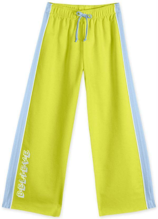 Vista 2 Calça Wide Leg Moletom Infantil Menina Verde Marisol Marisol