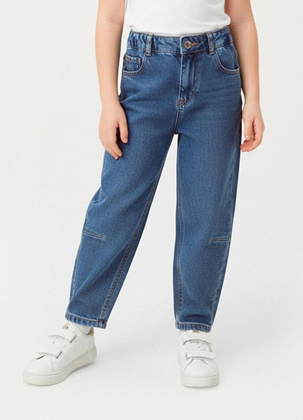 Calça Ballon Jeans Cintura Alta Azul Escuro
