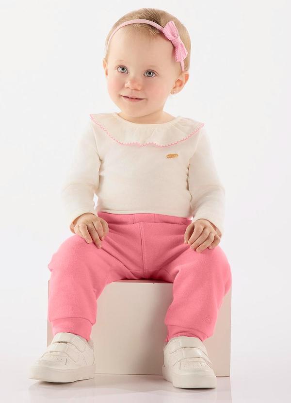 Calça Bebê em Molecotton Rosa