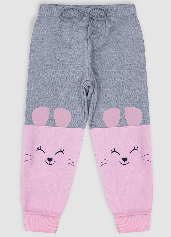 Calça com Orelhas Estampada Menina Cinza