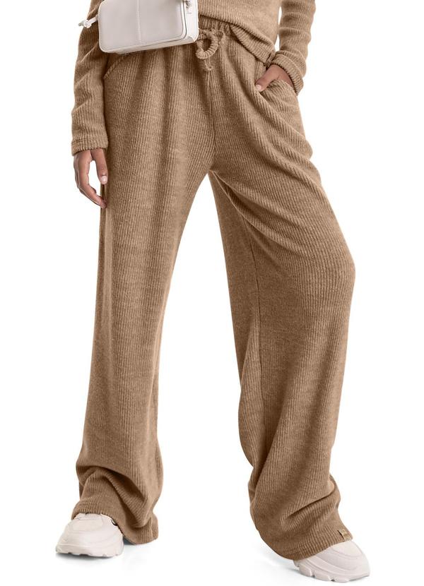 Vista 2 Calça em Malha Canelada Juvenil Marrom Gloss Gloss