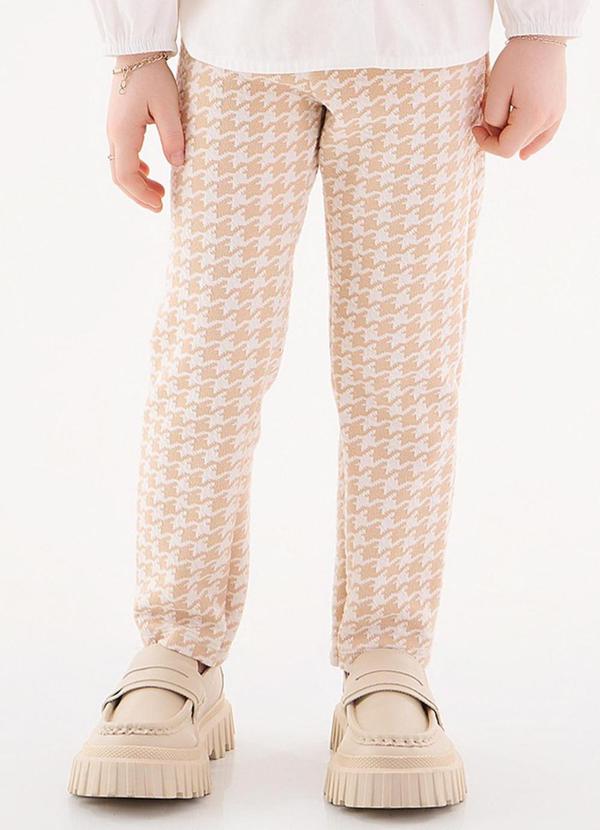 Vista 2 Calça em Malha Xadrez Infantil Menina Bege Up Baby Up Baby