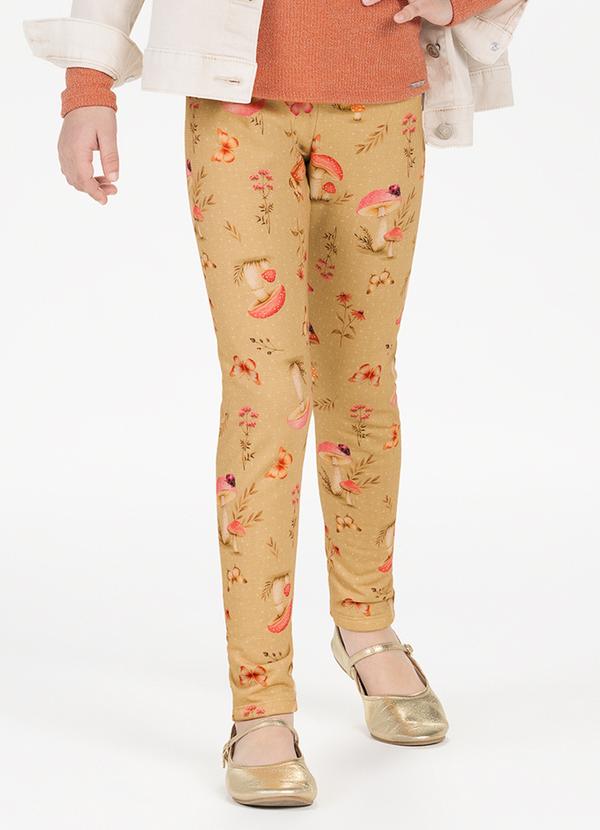 Calça Estampada com Cós Elástico Bege