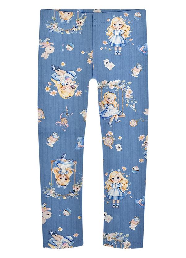 Calça Estampada em Malha Soft Azul