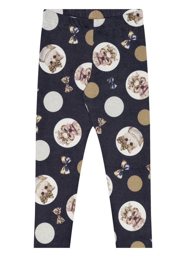 Vista 2 Calça Estampada Menina em Malha Soft Azul Alakazoo Alakazoo