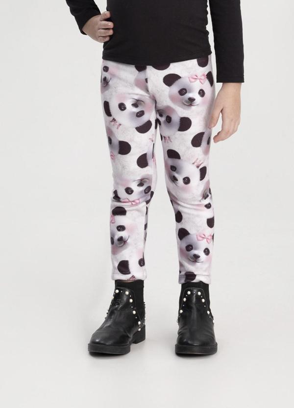 Vista 2 Calça Estampada Menina em Malha Soft Branco Alakazoo Alakazoo