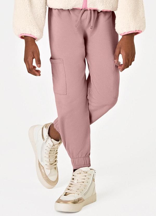 Calça Feminina Cargo Moletom Rosa