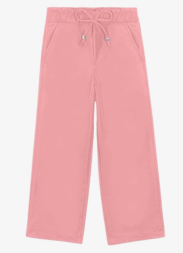 Calça Feminina Wide Leg Sintética Rosa