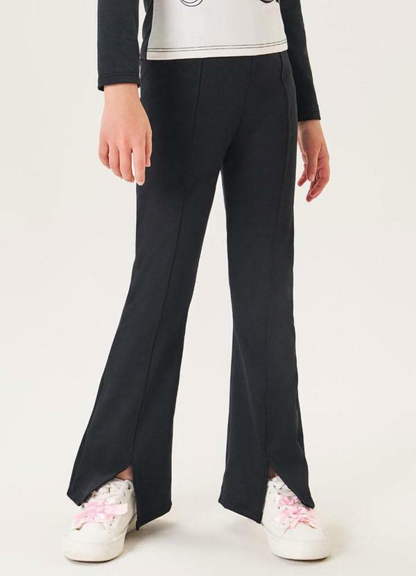 Calça Flare Felpada Infantil Menina Preto