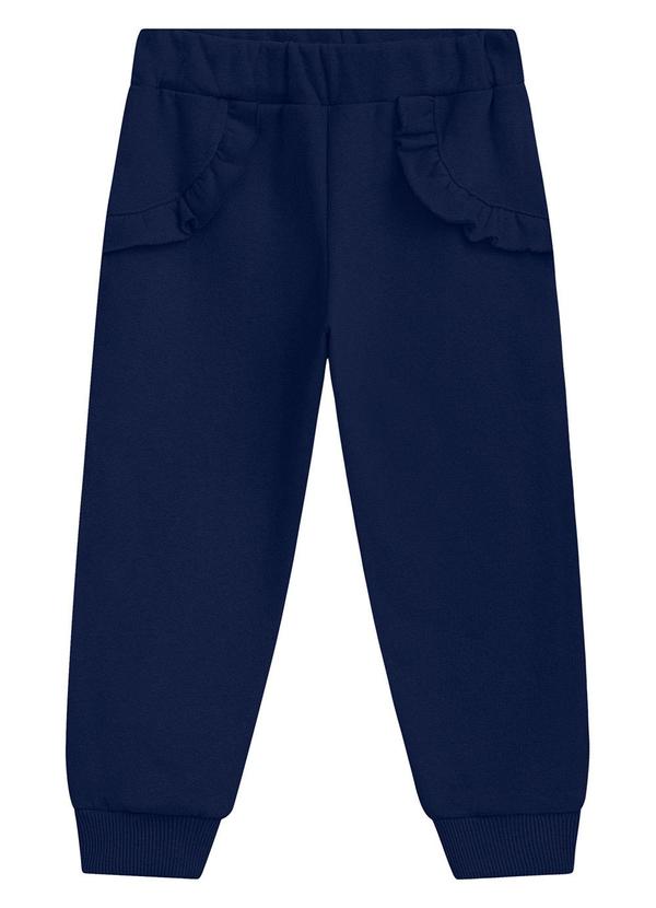 Vista 2 Calça Infantil em Moletom com Bolso Falso Azul Duduka Duduka