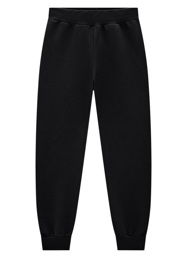 Vista 2 Calça Infantil em Moletom Felpado Unissex Preto Marlan Marlan