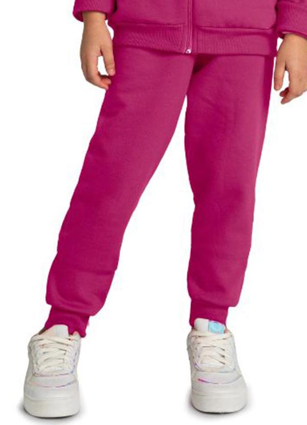 Vista 2 Calça Infantil em Moletom Felpado Unissex Rosa Marlan Marlan