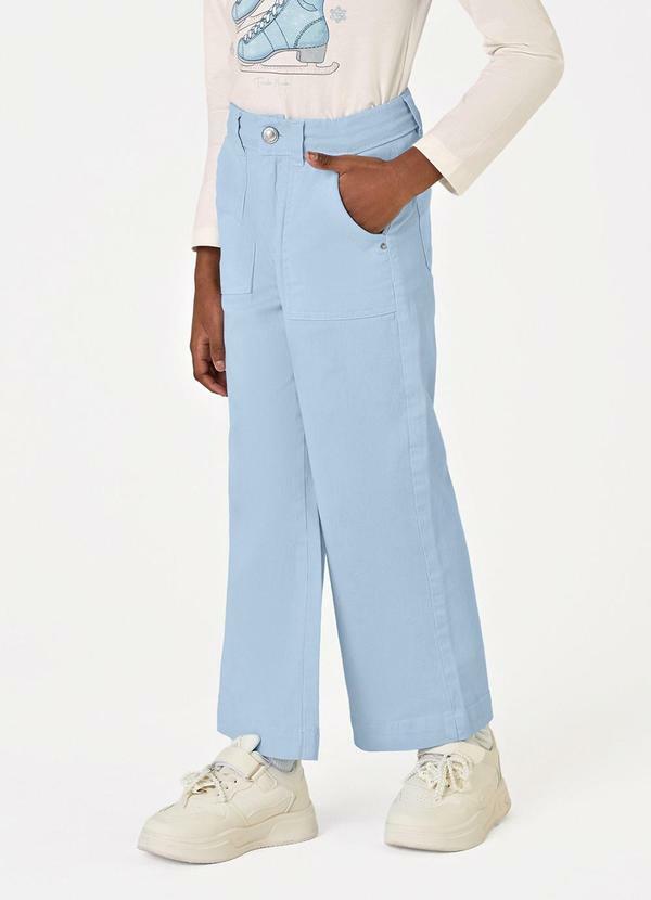 Calça Infantil Feminina Wide Leg Sarja Azul