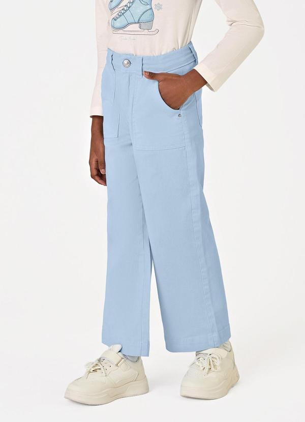 Calça Infantil Feminina Wide Leg Sarja Azul