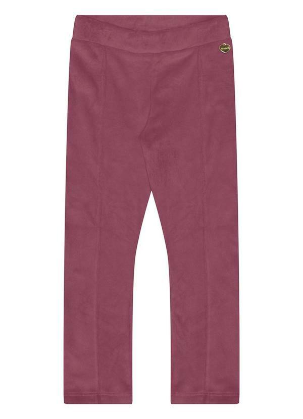 Vista 2 Calça Infantil Menina em Malha Plush Vermelho Alakazoo Alakazoo