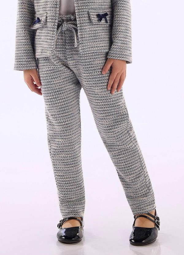 Calça Infantil Menina em Malha Tweed Azul