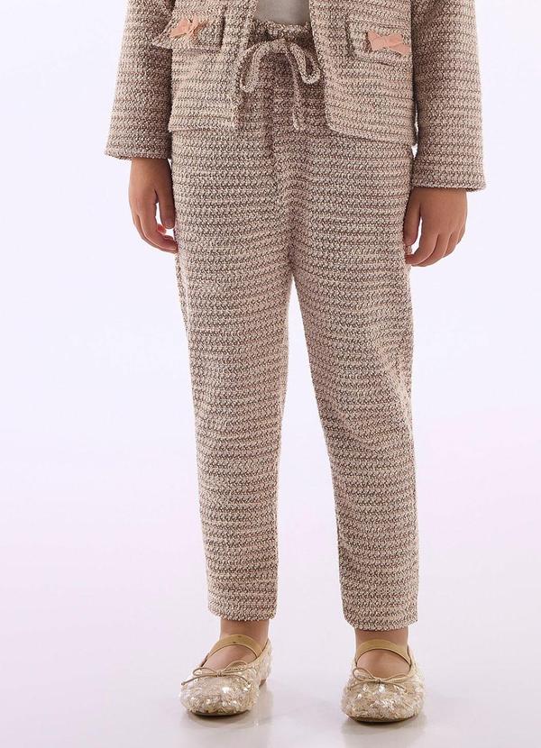 Calça Infantil Menina em Malha Tweed Rosa