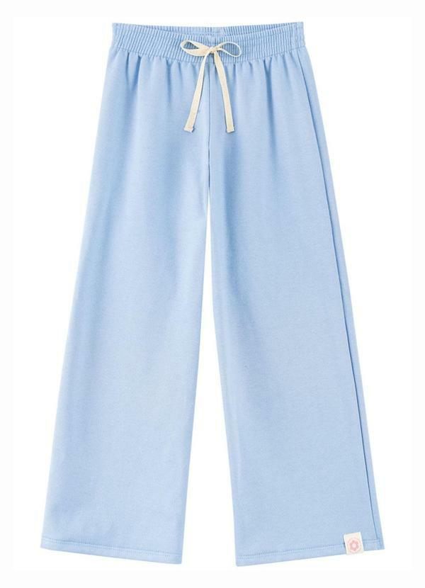 Calça Infantil Menina em Moletom Felpado Azul