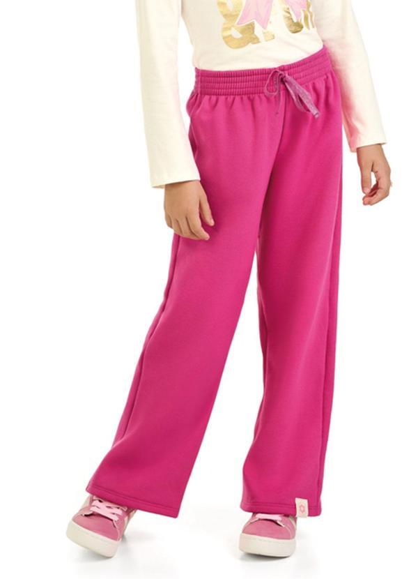 Calça Infantil Menina em Moletom Felpado Rosa