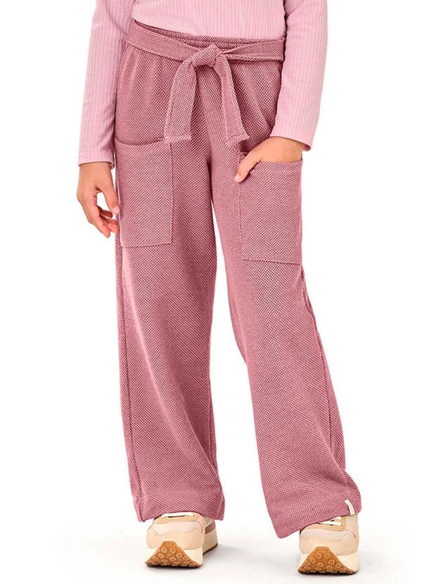 Vista 2 Calça Infantil Pantalona com Amarração Rosa Elian Elian