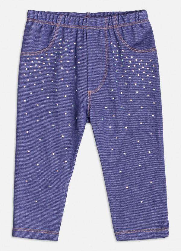 Calça Jeans com Strass Azul