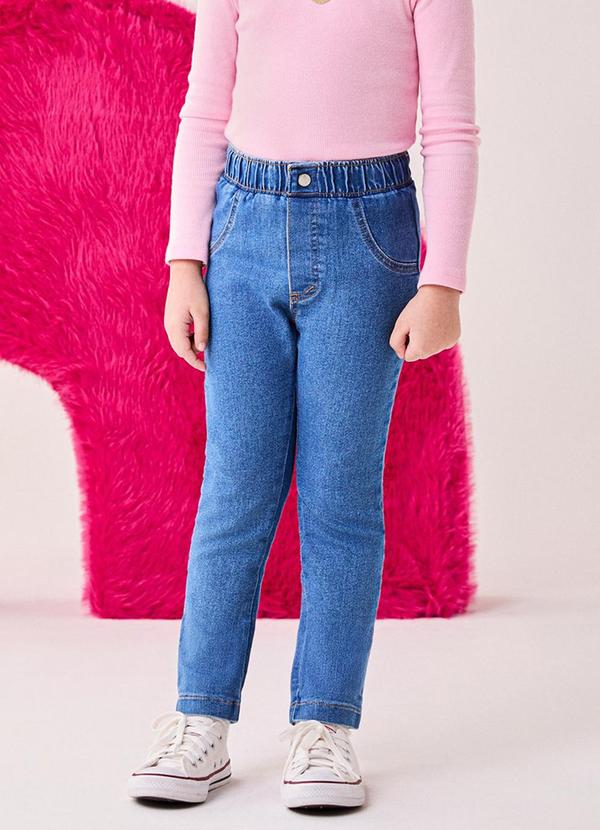Calça Jeans Menina com Elástico na Cintura Azul
