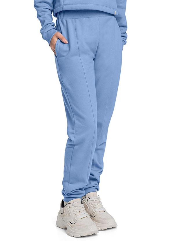 Vista 2 Calça Juvenil em Moletom Azul Gloss Gloss