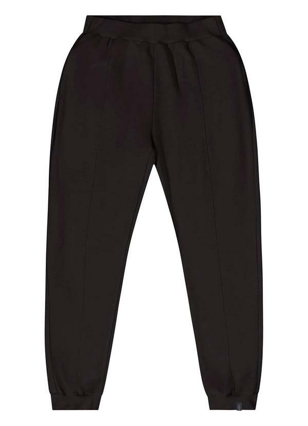 Vista 2 Calça Juvenil em Moletom Preto Gloss Gloss