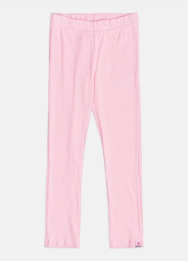 Calça Legging de Ribana Canelada Rosa Rosa