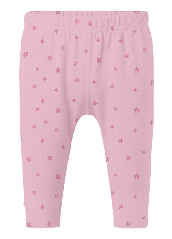 Calça Legging Floral Rosa Claro