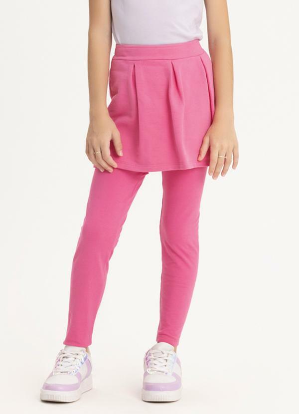Calça Legging Menina em Malha Cotton Rosa