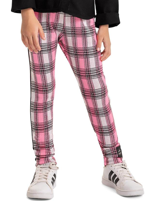 Vista 2 Calça Legging Xadrez Infantil Rosa Quimby Quimby
