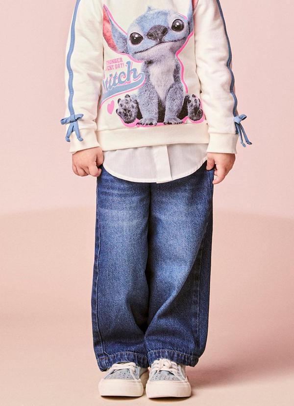 Calça Menina Jeans Pantalona Infantil com Pingente
