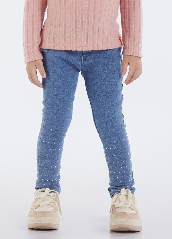 Calça Primeiros Passos Menina Jeans Moletom Azul