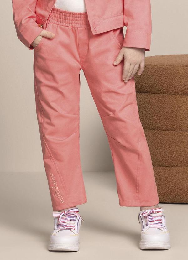 Calça Sarja com Elastano Modelagem Cenoura Rosa