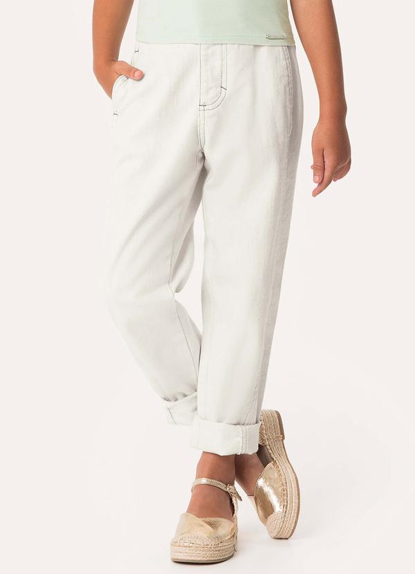 Calça Slouchy Sarja Menina Off White