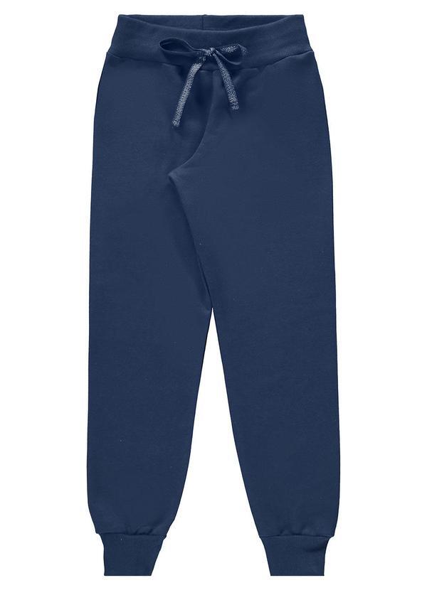 Calça Unissex Moletom Liso com Punho Azul