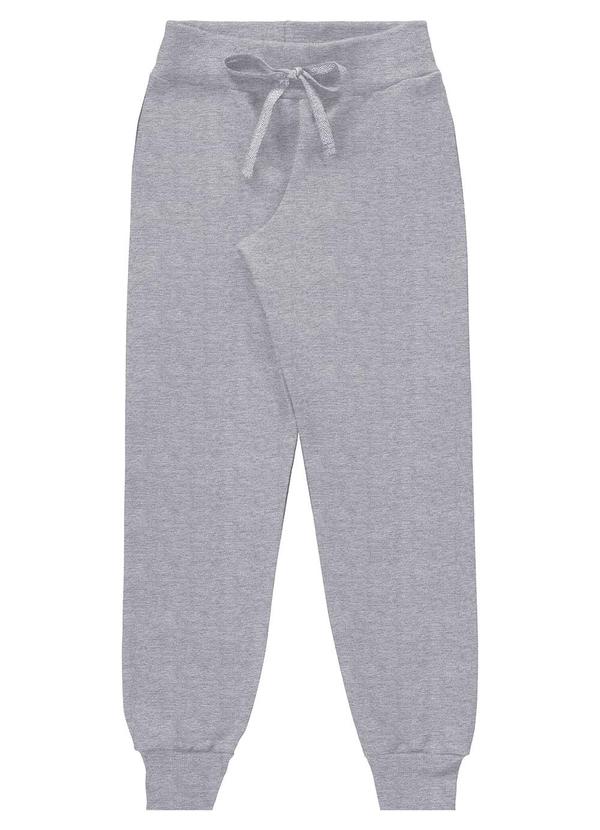 Calça Unissex Moletom Liso com Punho Cinza