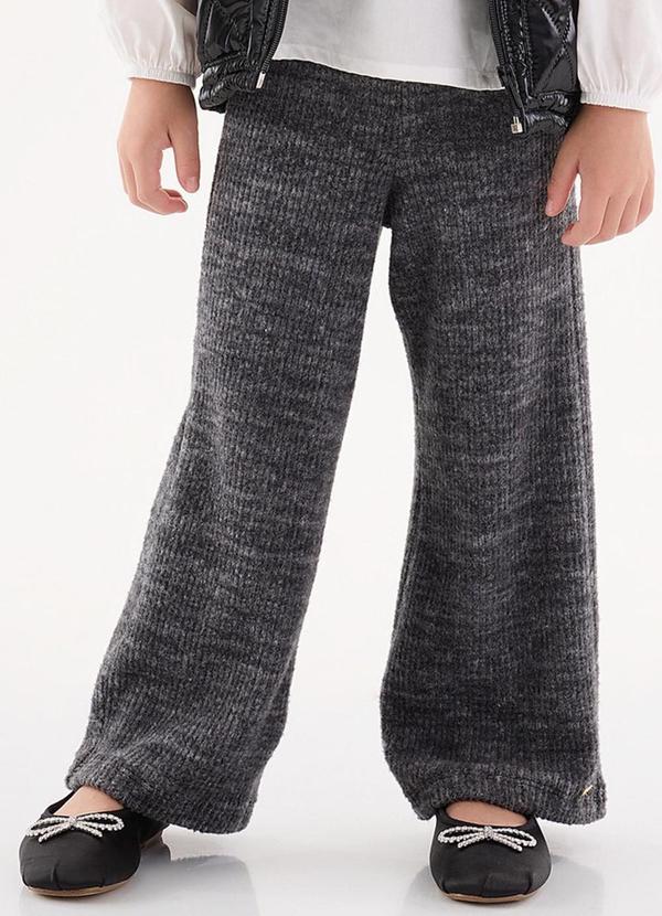 Vista 2 Calça Wide Leg Canelada Infantil Preto Up Baby Up Baby
