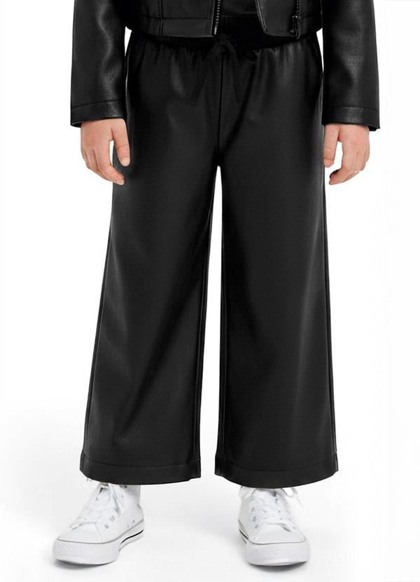 Calça Wide Leg Courino Preto