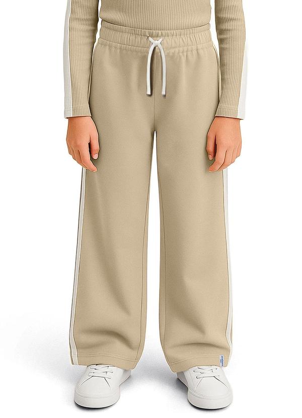 Calça Wide Leg em Cotton Areia