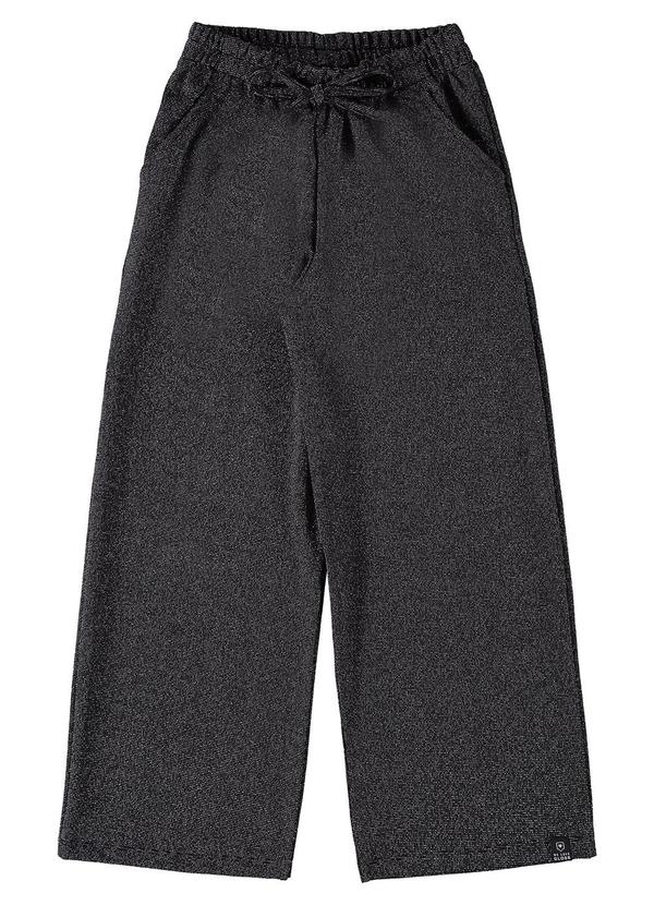 Vista 2 Calça Wide Leg em Malha Juvenil Preto Gloss Gloss