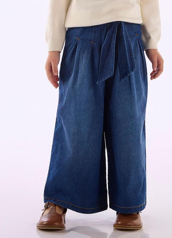 Calça Wide Leg Faixa Azul