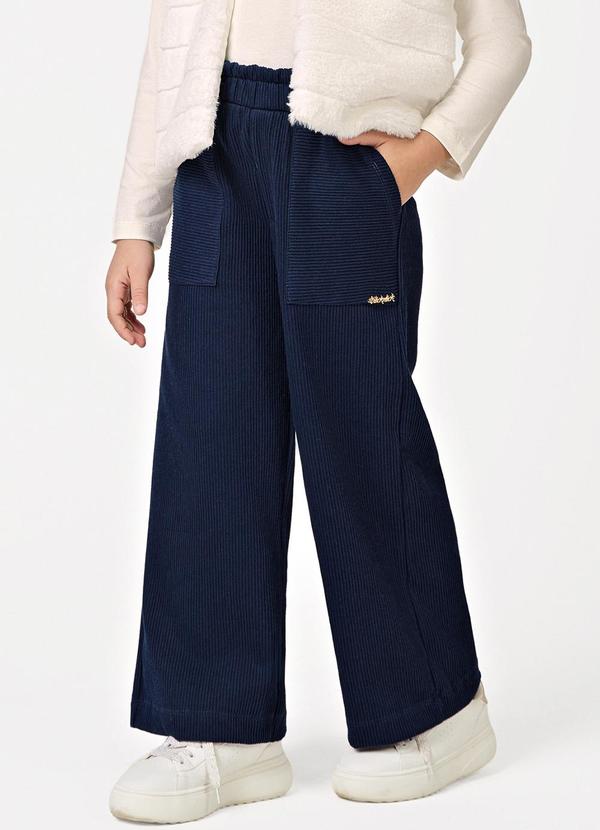 Calça Wide Leg Feminina Infantil Azul